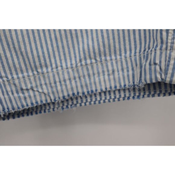 abercrombie fitch men's 30 9.5" striped white blue distressed flat front shorts - Picture 2 of 14